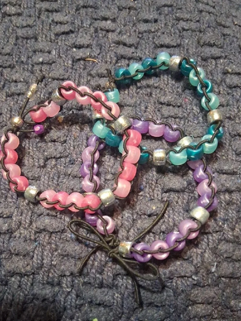 Kids Huntrix Beaded Keychain and Bracelet Set- Purple Pink Teal -Demon Hunters